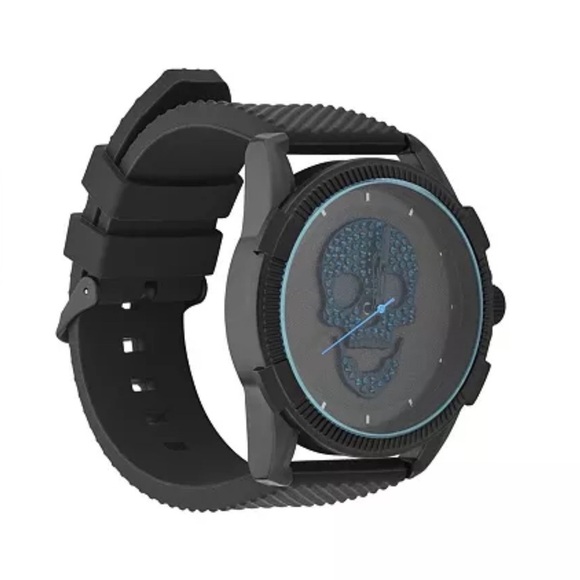 Ed Hardy men’s skull print dial Matte Black silicone strap analog watch … - Picture 2 of 6